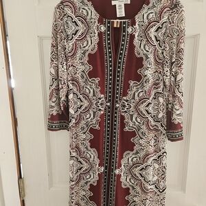 Elegant Burgundy Patterned Dress